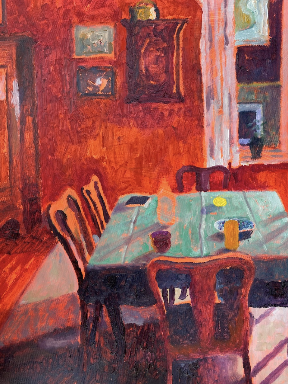 Detail of Red dining room by Jens Alfred Raahauge