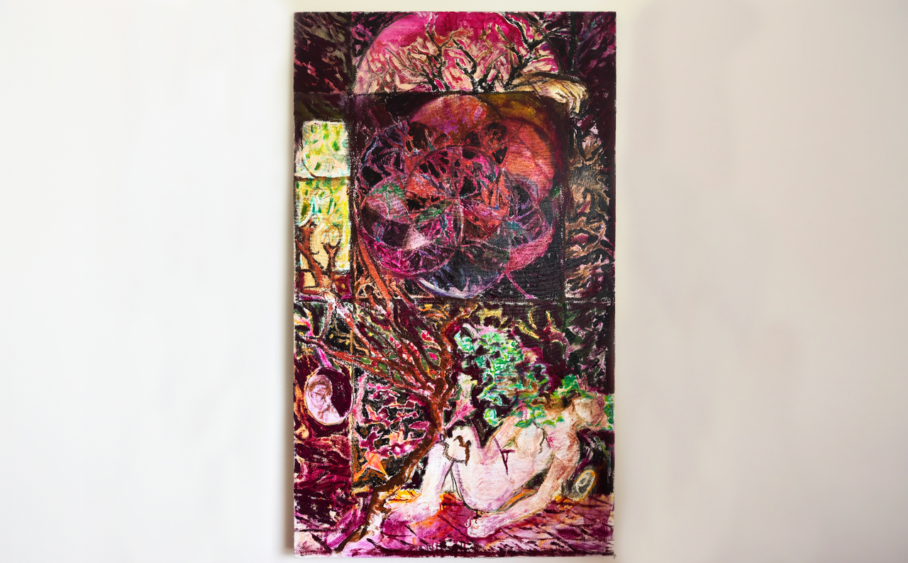 That Which Was, and Still Is, Napping in the Soil by Jo Reinhard shown in a home setting