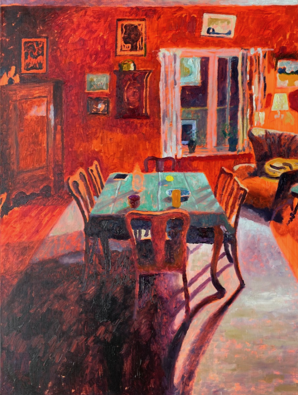 Red dining room by Jens Alfred Raahauge