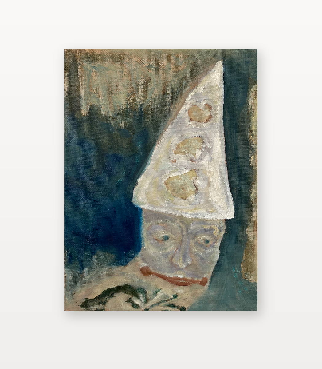 Drowning Clown by Meret Krasa shown in a home setting