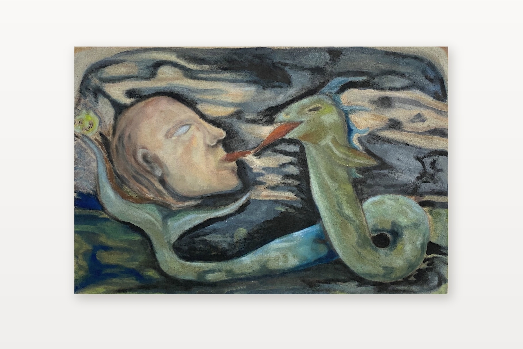 Mit Engelszungen by Meret Krasa shown in a home setting