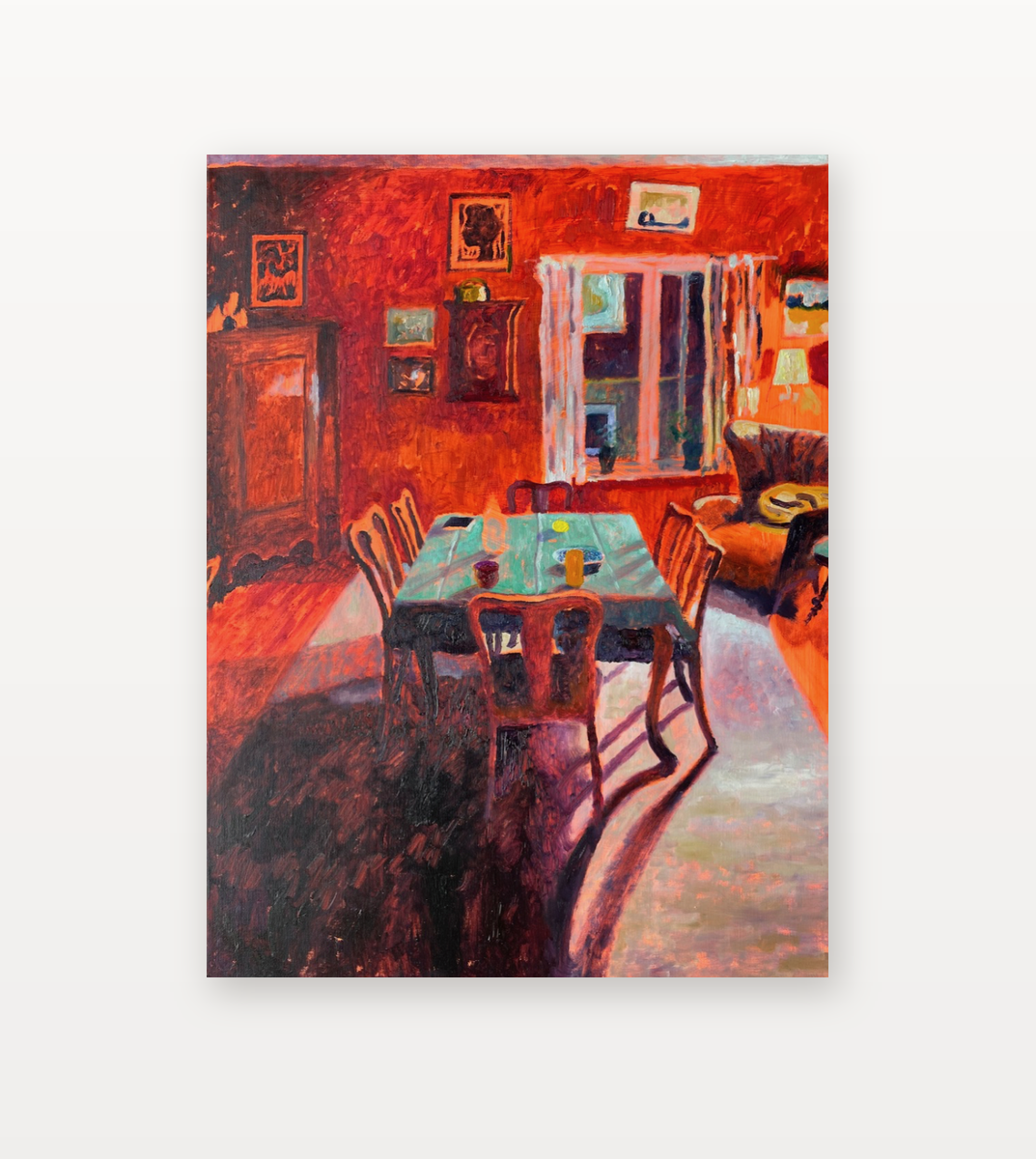 Red dining room by Jens Alfred Raahauge shown in a home setting